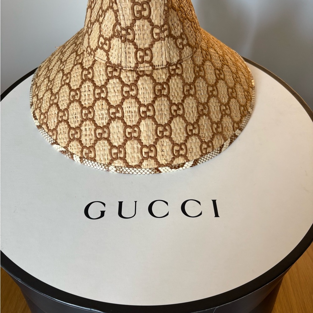Gucci Tan and Brown Monogram Hat - Picture 3 of 3